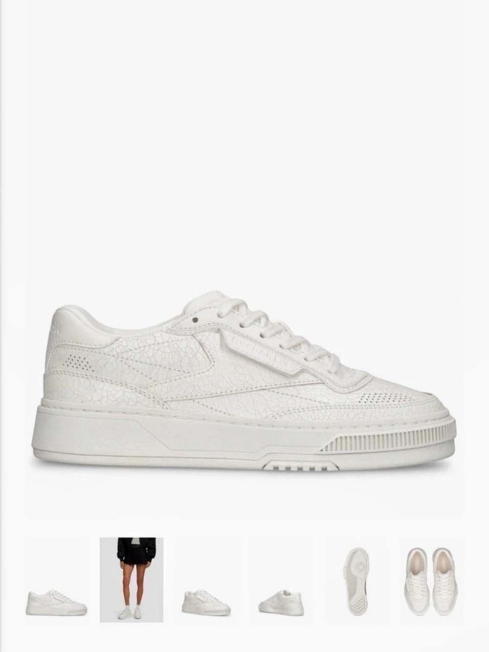 Reebok Club C LTD Cracked White Sneakers US 8 NWT